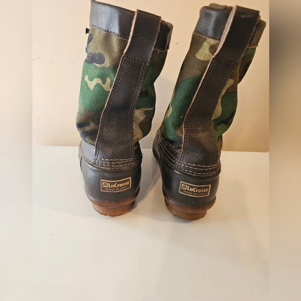 VTG 80s Lacrosse Buckmaster Camouflage Duck Waterproof Boots Sz 7
